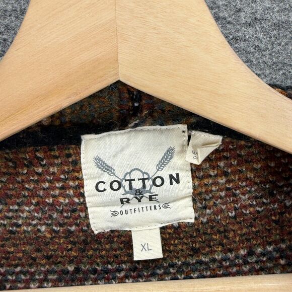 Cotton & Rye Cardigan Women XL Brown Geometric Open Front Long Sleeve Pockets - Picture 3 of 7